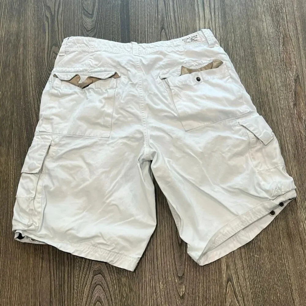 Red Label Hilfiger Denim Mens Cargo Shorts Mid Rise 100% Cotton White Size 32